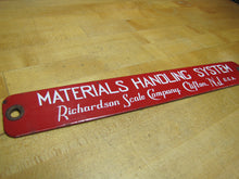 Load image into Gallery viewer, RICHARDSON SCALE Co CLIFTON NJ USA Old Porcelain Sign MATERIALS HANDLING SYSTEM
