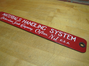 RICHARDSON SCALE Co CLIFTON NJ USA Old Porcelain Sign MATERIALS HANDLING SYSTEM