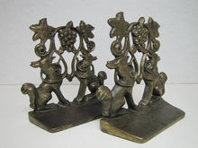 Load image into Gallery viewer, Foxes Grapes Aesop&#39;s Fable Borzoi Wolfhounds 1930 Creation Co Art Bookends
