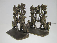 Load image into Gallery viewer, Foxes Grapes Aesop&#39;s Fable Borzoi Wolfhounds 1930 Creation Co Art Bookends
