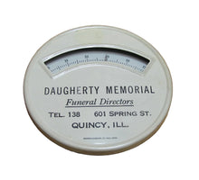 Load image into Gallery viewer, DAUGHERTY MEMORIAL FUNERAL DIRECTORS QUINCY ILL Old Advertising Thermometer Sign
