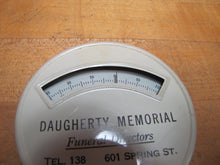 Load image into Gallery viewer, DAUGHERTY MEMORIAL FUNERAL DIRECTORS QUINCY ILL Old Advertising Thermometer Sign
