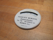 Load image into Gallery viewer, DAUGHERTY MEMORIAL FUNERAL DIRECTORS QUINCY ILL Old Advertising Thermometer Sign
