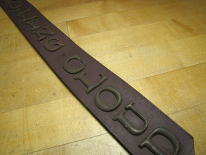 ROLLING CLOUD Old Leather Strap with Brass Letters Horse Sign Patina