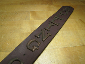 ROLLING CLOUD Old Leather Strap with Brass Letters Horse Sign Patina
