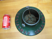Load image into Gallery viewer, CHRISTMAS GREETINGS Antique Cast Iron Xmas Tree Stand Embossed Lettering
