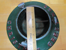 Load image into Gallery viewer, CHRISTMAS GREETINGS Antique Cast Iron Xmas Tree Stand Embossed Lettering
