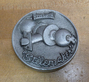 RUSSWIN STILEMAKER Old Hardware Store Advertising Paperweight Door Lock Knob Set