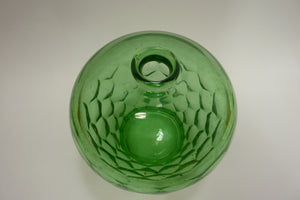 Old Green Glass Bulbous Vase Oil Lamp Decorative Arts Hexagon Unique Unusual Art