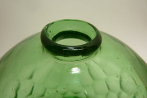 Old Green Glass Bulbous Vase Oil Lamp Decorative Arts Hexagon Unique Unusual Art