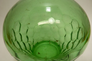 Old Green Glass Bulbous Vase Oil Lamp Decorative Arts Hexagon Unique Unusual Art