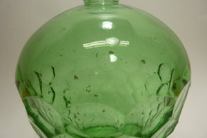 Old Green Glass Bulbous Vase Oil Lamp Decorative Arts Hexagon Unique Unusual Art