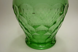 Old Green Glass Bulbous Vase Oil Lamp Decorative Arts Hexagon Unique Unusual Art