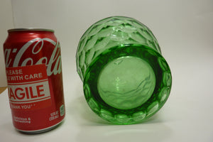 Old Green Glass Bulbous Vase Oil Lamp Decorative Arts Hexagon Unique Unusual Art