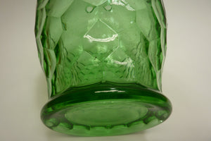 Old Green Glass Bulbous Vase Oil Lamp Decorative Arts Hexagon Unique Unusual Art