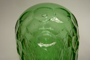 Old Green Glass Bulbous Vase Oil Lamp Decorative Arts Hexagon Unique Unusual Art