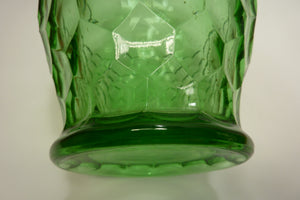 Old Green Glass Bulbous Vase Oil Lamp Decorative Arts Hexagon Unique Unusual Art