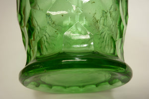 Old Green Glass Bulbous Vase Oil Lamp Decorative Arts Hexagon Unique Unusual Art
