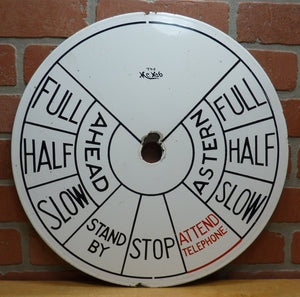 THE MCNAB Original Old Ships Maritime Telegraph Engine Order Porcelain Face Sign