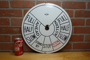 THE MCNAB Original Old Ships Maritime Telegraph Engine Order Porcelain Face Sign
