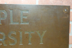 TEMPLE UNIVERSITY Antique School Advertising Sign Impressed Lettering Display Ad