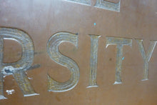 Load image into Gallery viewer, TEMPLE UNIVERSITY Antique School Advertising Sign Impressed Lettering Display Ad
