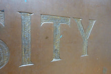 Load image into Gallery viewer, TEMPLE UNIVERSITY Antique School Advertising Sign Impressed Lettering Display Ad
