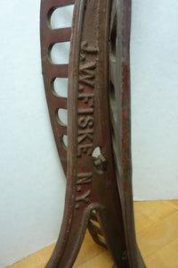 J W FISKE NY Antique 19c Cast Iron Saddle Tack Holder Bracket Hanger Old Paint