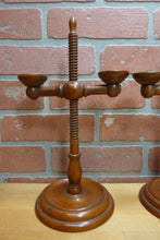 Load image into Gallery viewer, Adjustable Wooden Double Candle Holders Decorative Arts Pair Candlesticks Turned
