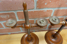 Load image into Gallery viewer, Adjustable Wooden Double Candle Holders Decorative Arts Pair Candlesticks Turned
