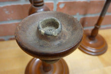 Load image into Gallery viewer, Adjustable Wooden Double Candle Holders Decorative Arts Pair Candlesticks Turned
