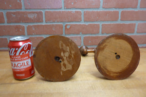 Adjustable Wooden Double Candle Holders Decorative Arts Pair Candlesticks Turned