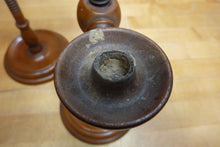 Load image into Gallery viewer, Adjustable Wooden Double Candle Holders Decorative Arts Pair Candlesticks Turned
