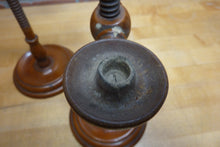 Load image into Gallery viewer, Adjustable Wooden Double Candle Holders Decorative Arts Pair Candlesticks Turned
