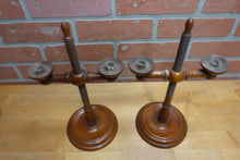 Load image into Gallery viewer, Adjustable Wooden Double Candle Holders Decorative Arts Pair Candlesticks Turned
