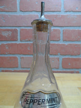Load image into Gallery viewer, PEPPERMINT Antique Reverse Under Glass Label Bottle ROG Barber Apothecary Ribbed
