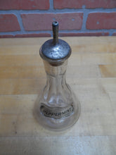 Load image into Gallery viewer, PEPPERMINT Antique Reverse Under Glass Label Bottle ROG Barber Apothecary Ribbed
