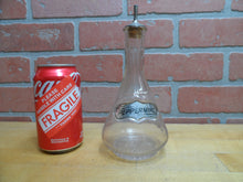 Load image into Gallery viewer, PEPPERMINT Antique Reverse Under Glass Label Bottle ROG Barber Apothecary Ribbed
