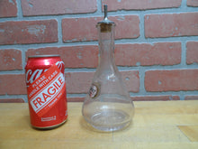 Load image into Gallery viewer, PEPPERMINT Antique Reverse Under Glass Label Bottle ROG Barber Apothecary Ribbed
