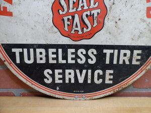 1930s BOWES SEAL FAST TUBELESS TIRE SERVICE FACTORY APPROVED Original Old Sign