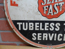 Load image into Gallery viewer, 1930s BOWES SEAL FAST TUBELESS TIRE SERVICE FACTORY APPROVED Original Old Sign
