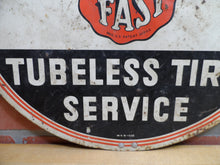 Load image into Gallery viewer, 1930s BOWES SEAL FAST TUBELESS TIRE SERVICE FACTORY APPROVED Original Old Sign
