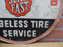 Load image into Gallery viewer, 1930s BOWES SEAL FAST TUBELESS TIRE SERVICE FACTORY APPROVED Original Old Sign
