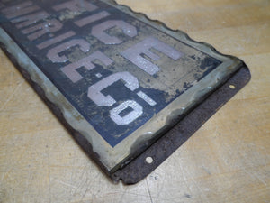 BELMAR ICE Co OFFICE Original Old Scalloped Chip Glass Reverse Under Glass Sign