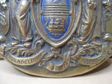 Load image into Gallery viewer, CITY OF PHILADELPHIA Maneto Old Brass Plaque Sign Let Brotherly Love Continue
