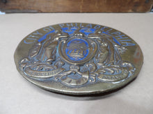Load image into Gallery viewer, CITY OF PHILADELPHIA Maneto Old Brass Plaque Sign Let Brotherly Love Continue
