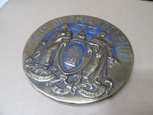 Load image into Gallery viewer, CITY OF PHILADELPHIA Maneto Old Brass Plaque Sign Let Brotherly Love Continue
