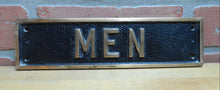Load image into Gallery viewer, MEN Old Thick Embossed Bronze Brass Sign Restroom Bathroom Bar Shop Gas Station
