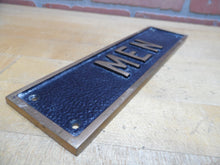 Load image into Gallery viewer, MEN Old Thick Embossed Bronze Brass Sign Restroom Bathroom Bar Shop Gas Station
