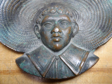 Load image into Gallery viewer, FARM BOY Wearing Big Straw Hat Antique Brass Bronze Decorative Arts Tray Ashtray
